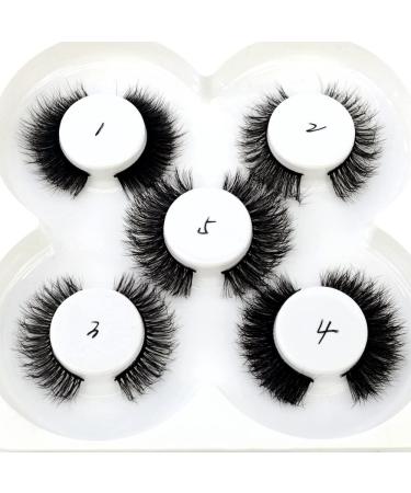 HBZGTLAD new 5 Pairs 25 mm 3d Mink Lashes Bulk Faux with Custom Natural Mink Lashes Pack Short Wholesales Natural False Eyelashes (1zu)