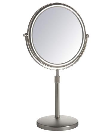 9-Inch Vanity Mirror with 5x Magnification  Nickel Finish  Telescopes From 16 to 21 High