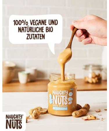 Naughty Nuts Organic Peanut Muscle Smooth | Vegan Peanut Butter | 100% Natural | No Palm Oil | No Sugar | Perfect Topping for Muesli | 500g - Buy Online on GoSupps.com