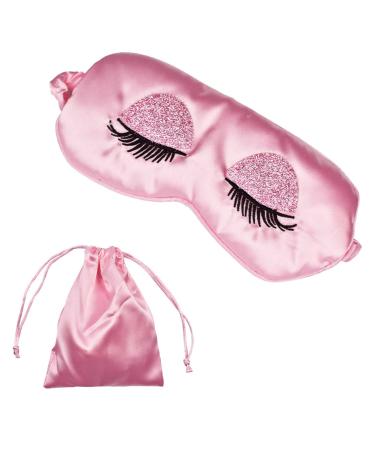Eye Mask for Sleeping Ulbemoll Satin Blindfold Silk Sleep Mask Smooth Soft Breathable Travel Eye Cover Eyeshade with Elastic Strap for Women Girls Pink