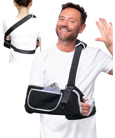 Arm Sling Shoulder Immobilizer Medical Rotator Cuff Support Brace with Pocket Sling for Shoulder Injury Arm Injury Left & Right Arm Men & Women for Dislocated Fracture Strained (Large)