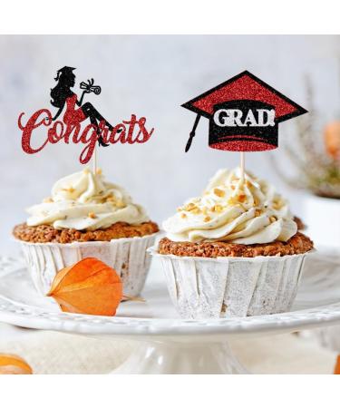 Bekaterea 12PCS 2024 Graduation Hats Cupcake Toppers Graduation girl cake decoration 2024 Grad Graduation Appetizer Dessert Decoration Picks Perfect for Graduation Party mini Cake Decorating Black Gold12 - Buy Online on GoSupps.com