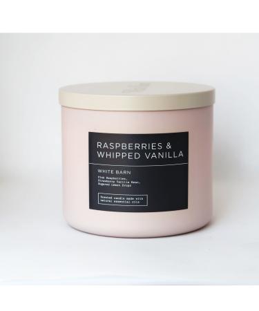 Bath & Body Works White Barn 3-Wick Candle w/Essential Oils - 14.5 oz - 2022 Spring Scents! (Raspberries & Whipped Vanilla)