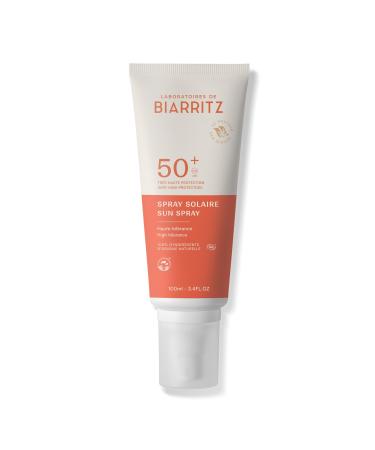 Laboratoires de Biarritz - Cr me Solaire en Spray - SPF50+ - Certifi e Bio - Visage et Corps - B b Enfant et Adulte - Texture Fluide et L g re - 100 ml - Fabriqu en France SPF50+ (nouvelle version) 100 ml (Lot de 1)