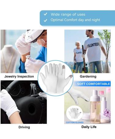 2 Pairs Moisturizing Gloves for Dry Sensitive Skin - Premium 100% Cotton, Touch Screen, Overnight Bedtime Spa Therapy - Ideal for Eczema Relief and Cosmetics Inspection - Buy Online on GoSupps.com