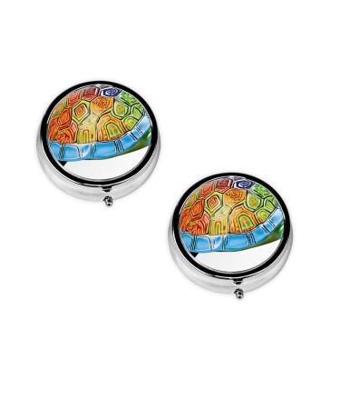 Sea Turtle Printed Mini Round Pill Box Pill Box 3 Compartment Medicine Pill Case Pill Organizer Travel Pillbox Portable Pill Box for Pocket Home Office Use