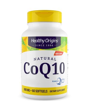 Healthy Origins Natural Coq10 with Kaneka Q10 600mg high dose 60 soft capsules laboratory testing gluten -free soybreis without genetic engineering