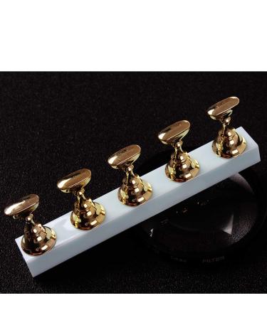 5Pcs/Box Gold Silver Black 3 Colors Acrylic Nail Tip Practice Display Holder Stand Nail Art Salon Pillar Manicure Tools Nail Decoration (Green)
