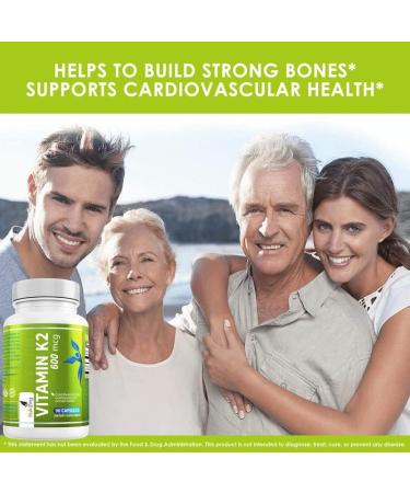 NutriZing K2 Vitamin Supplement MK-7-600mcg High Strength - 90 Vegan Capsules (3 Month Supply) | Bone & Arterial Health Support - Buy Online on GoSupps.com