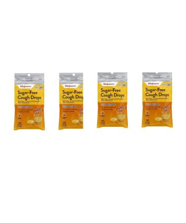 Walgreens Sugar Free Cough Drops Honey Lemon 25 ct(Pack of 4) Total 100