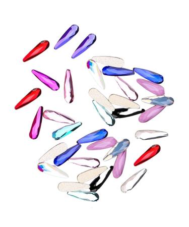 dijiusidy 50 Pieces Glass Crystal Set Eye-catching Personalized Nail Art Rhinestones DIY Handcraft Manicure Accessories for Card Making Water Drop