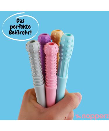 Nopperz Toothing Aid Double Pack - BPA-Free Silicone Bite Rings & Tubes for Baby Teething Relief - Colorful Purple & Blue - Buy Online on GoSupps.com