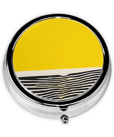Mustard Yellow & Black Mini Round Pill Box | 3 Compartment Travel Organizer | Portable Medicine Case for Home & Office - Buy Online on GoSupps.com