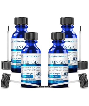 Approved Science Fungix - Nail Fungus Formula - With Tea Tree Oil 25% Undecylenic Acid Vitamin E - Pack of 4 - All Natural Vegan Friendly