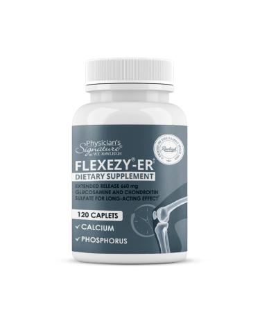 Rawleigh Flexezy-ER: 120 Caplets High Strength Glucosamine & Chondroitin Sulfate Blend Calcium & Phosphorous 24-Hour Extended Release Bone & Joint Health Supplement. Non-GMO Gluten Free