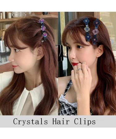 Sparkling Crystals Hair Clips Set - 4PC Women's Barrettes & Four-Leaf Flower Clip with Small Clips - Stylish Hair Accessories for Girls with Thick Hair - Buy Online on GoSupps.com