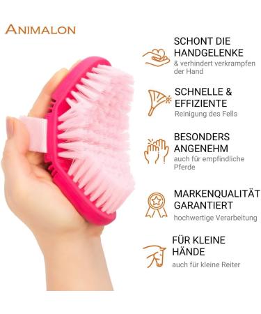 Animalon Horse Cleaning Tools for Kids | Ergonomic Pink Kard tsche | Flexible Children's Horse Brush & Gifts - Buy Online on GoSupps.com