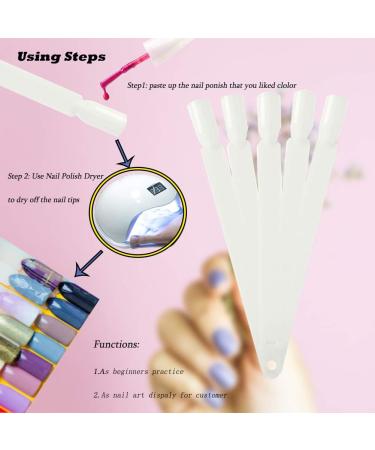 100 PC Hedmedum False Nail Art Tips Display Sticks with Metal Split Ring - White Color Swatch Sticks for Salon & Gel Polish Practice - Buy Online on GoSupps.com
