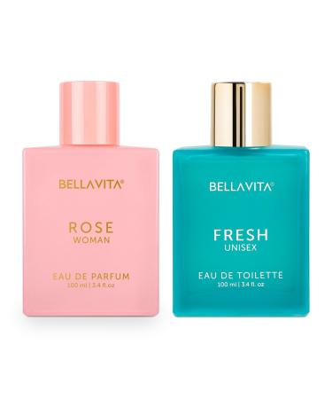 Bella Vita Luxury Men & Women Edt Fresh Rose Edp Liquid Perfumes Combo Pack Of 2 Premium Long Lasting Fragrance Scents & W 100 Ml Each