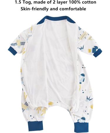Chilsuessy Baby Sleeping Bag with Feet 1.5 Tog | 100% Cotton | Removable Sleeves | Anti Kick | Infant Toddler Wearable Blanket | Spaceship Design | 90/3-4 years - Buy Online on GoSupps.com