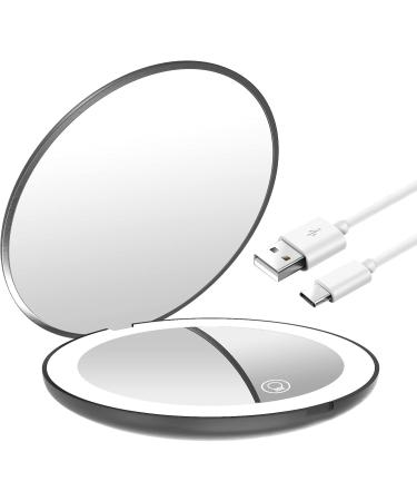 LED Light Travel Makeup Mirror 1X/10X Magnified Dimmable Compact Mirror USB Rechargeable Small Travel Mirror with 12 Led Light Touch Screen Mini Folding Mirror Black Portable Folding Makeup Mirror - Buy Online on GoSupps.com
