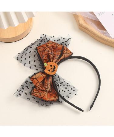 minkissy Pumpkin Headband Fascinator Bow Knot Headpiece with Mesh Decor Halloween Pumpkin Headband Halloween Cosplay Party Favors for Women Girls - Buy Online on GoSupps.com