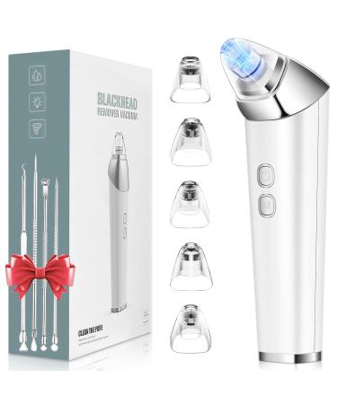 Blackhead Remover Vacuum Rotatable Head Facial Pore Cleaner Pimple Extractor for Whitehead Acne Comedome with 5 Level 5 Probes USB Rechargeable Powerful Pimple Popper Tool Kit for Women Men 1 Count (Pack of 1)