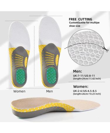 YURRUON Sports Gel Insoles for Flat Feet - Arch Support & Shock Absorption Pads for Men & Women (Size 8-12 - Buy Online on GoSupps.com