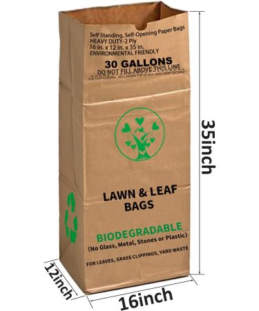 AimGrowth 30 Gallon Heavy Duty Brown Paper Lawn and Leaf Bags with 20 GAL Dustpan-Type Bag - 10 Count | Tear Resistant Yard Waste Bags - Buy Online on GoSupps.com