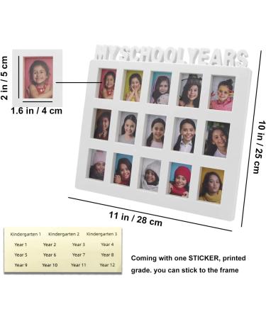 School Years Collage Frame for K-12 Graduation Photos - Holds 15 Pictures (White) - Buy Online on GoSupps.com