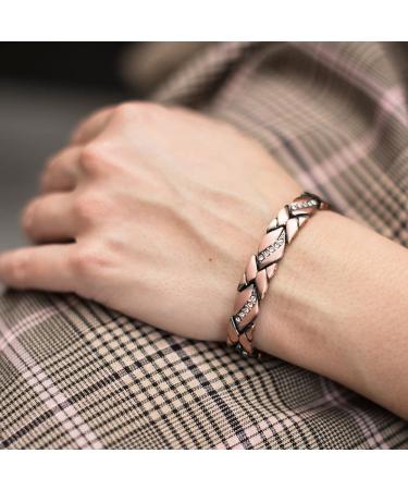 Vicmag Copper Magnetic Bracelet & Ring for Women - 3500 Gauss Magnet Jewelry Set with Adjust Tool - Crystal Flower Design - Gift for Joint Health - Buy Online on GoSupps.com