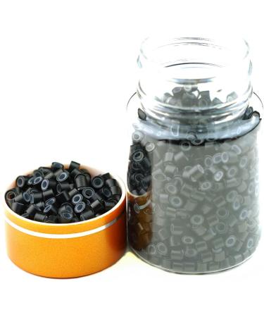 1000 Pcs 5.0mm Black Silicone Lined Nano Rings for Hair Extensions - Aluminum Micro Beads - Kullke - Buy Online on GoSupps.com