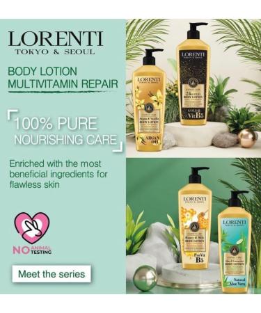 Lorenti Body Cream Lotion | Argan Oil & Vanilla Body Lotion | Ultra Nourishing Multi Vitamin Repair 400ml - Buy Online on GoSupps.com