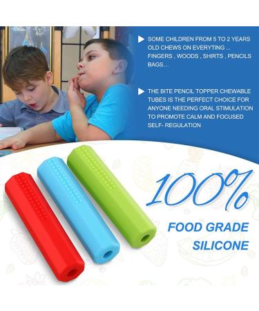 KMOCEPLY 5-Part Sensory Chewing Pencil Cover Set | BPA-Free Silicone Chicken Stuff for Autism | Chewing Necklace for Kids Boys & Girls - Buy Online on GoSupps.com