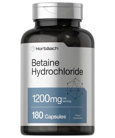 Horb ach Betaine HCl 1200mg | 180 Capsules | Betaine Hydrochloride Supplement | Non-GMO Gluten Free