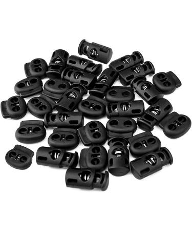 CousDUoBe 30 Pcs Plastic Cord Locks - Double-Hole and Single-Hole Spring Stoppers for Drawstrings, Bags, Clothing - Black - Buy Online on GoSupps.com