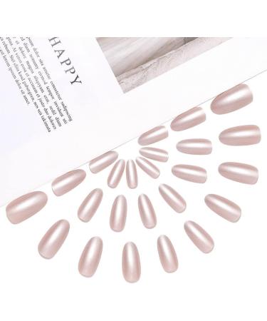 Coffin False Nails Natural Pink Press on Nails French Short Fake Nails Ballerina Acrylic Stick on Nails 24pcs for Women and Girls with solid glue nail lamp (Color : White Size : B) - Buy Online on GoSupps.com