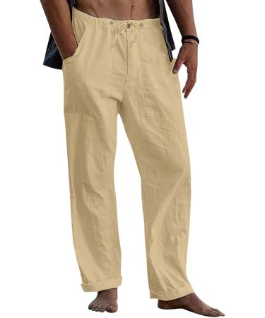 CEWIFO Men's Fleece 3/4 Shorts - Comfortable Cotton Yoga & Baseball Pants Elastic Waist A2-Khaki XL - Buy Online on GoSupps.com