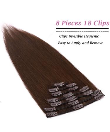 Buy 20-60 cm Remy Clip-In Hair Extensions - 8 Strands of 100% Human Hair 04# Chocolate Brown - Fast International Shipping - Buy Online on GoSupps.com