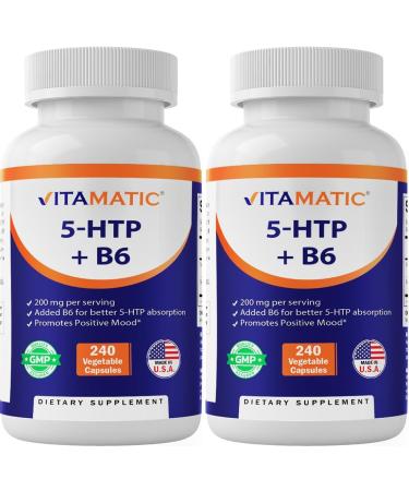 Buy Vitamatic 5-HTP 200mg with B6 - 240 Vegetarian Capsules | Optimize Mood & Sleep | International Shipping Available - Buy Online on GoSupps.com