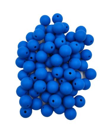 50pcs Deep Sky Blue Color Silicone Round Beads Sensory 15mm Silicone Pearl Bead Bulk Mom Necklace DIY Jewelry Making Decoration