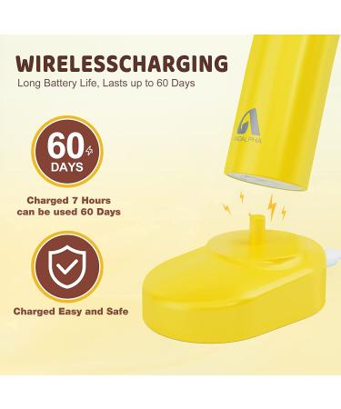 Kids Sonic Toothbrush | Age 3-12 | Rechargeable Electric Toothbrush with 2 Brush Heads | 3 Modes | Smart Timer | Yellow - Buy Online on GoSupps.com