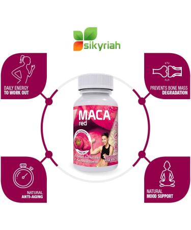 Organic Red Maca Capsules for Women - Pure and Gelatinized from Peru - Hormone Balancer and Energy Booster - Kosher Certified by Sikyriah - Buy Online on GoSupps.com
