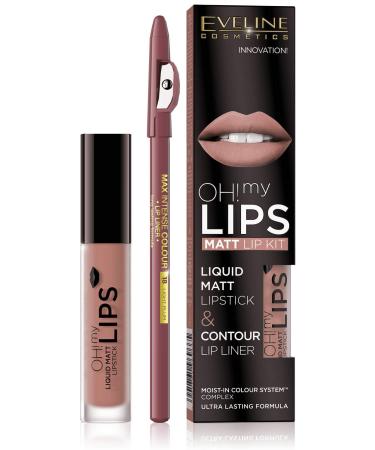 Eveline Cosmetics Oh! My Lips Set: Matte liquid lipstick and lip liner No. 08 Lovely Rose Red 1 piece (1 pack) - Buy Online on GoSupps.com