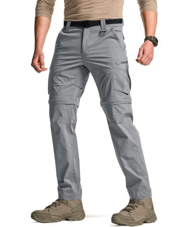 CQR men's convertible cargo pants water -repellent hiking pants zip off light stretch UPF 50+ work outdoor pants txp405 1pack - stone 28W / 30l