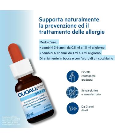  GPP SRL Biodemia DUOALLERGY GOCCE 3+ elderberry blackcurrant perilla helichrysum boswellia quercetin supports the prevention and treatment of allergies bottle 30 ml - Buy Online on GoSupps.com