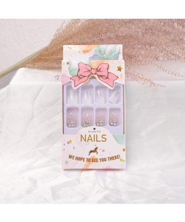 Xerling 24Pcs Silver Glitter French Press on False Nails - Rhinestone Jewelry Fake Nail Set for Women and Girls - Buy Online on GoSupps.com