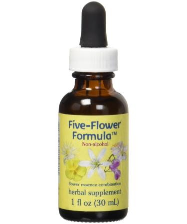 Flower Essence Services Five-Flower Formula Flower Essence Combination Non-Alcohol 1 fl oz (30 ml)