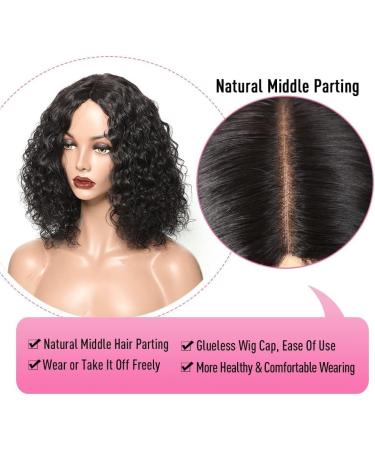 VEGALILY 12 Curly Human Hair Wig for Black Women - 100% Brazilian Bob Wig with Middle Part Lace - Buy Online on GoSupps.com