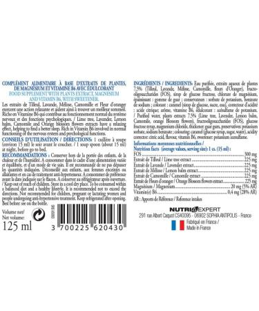NUTRIEXPERT - Natural Sleep Elixir - Soothing and Relaxing - Physical and Mental Wellness - Contributes to Better Sleep Quality - 125 ml Bottle - French Brand - Pack of 3 - Buy Online on GoSupps.com